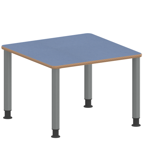 Tisch ZALOTTI mit Linoleum-Belag Quadrattisch, B/H/T: 80x59x80 cm, Stahlrohrbeine Ø 60 mm, Fußvariante: höhenverstellbar (59/73 cm), Tischbeine mit RAL-Farbe 9006 (weißaluminium)
