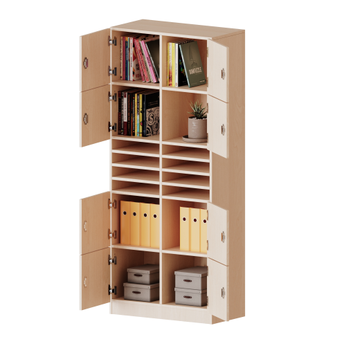 Schließfachschrank, 5 Ordnerhöhen - Serie evo180 Breite 80 cm, Gesamthöhe 190 cm, 8 Schließfächer, je 1 Kleinfach, mit Sockel (81 mm)