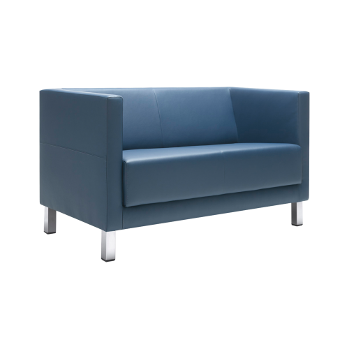 SIT!Box 2er Sofa mit Armlehne mit Armlehne, 4-Fuß Gestell in chrom, Breite 123 cm Höhe 71 cm Tiefe 68 cm