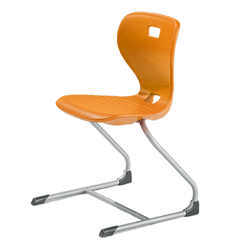 Ergostar Freischwinger Schulstuhl Sitzschalenfarbe Orange, Sitzhöhe 46 cm