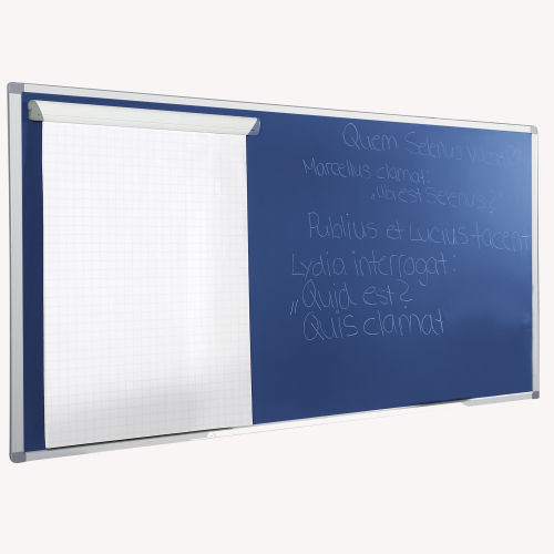 Wandtafel "Edge-Line Blue & Black", Premium Stahlemaille B/H: 120x100 cm, Stahlemaille Schwarz