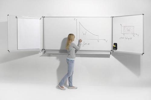 Whiteboard Wandtafel Schultafel aus Premium Stahlemaille, Serie FZ E, weiß MF 200x100cm FF 100x100cm 6 m² Schreibfläche