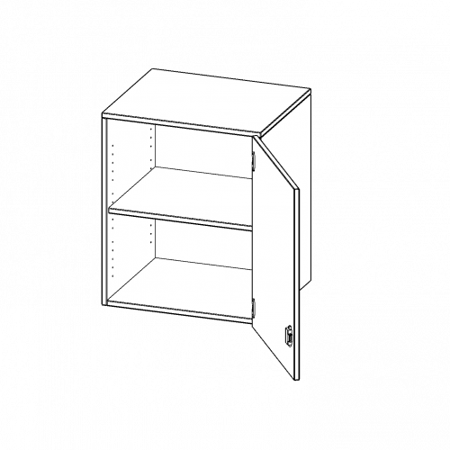 Aufsatzschrank, 2 Ordnerhöhen - Serie evo180 B/H/T: 60x72x60 cm, 1 Tür, abschließbar, Tür öffnet nach rechts