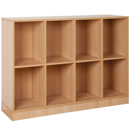Offenes Regal mit 8 Fächern & Mittelwänden B/H/T 130 x 98 x 40cm, Dekor wählbar,  auf Standfuß