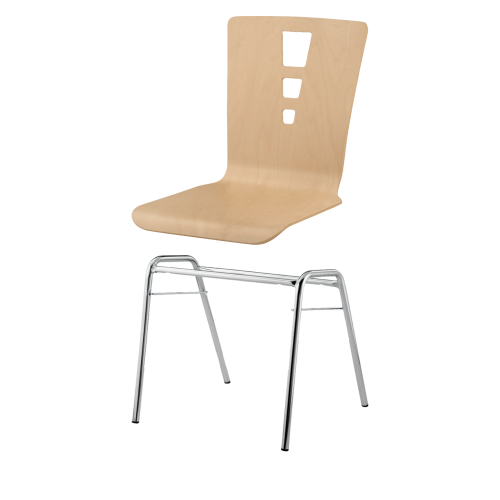 Stapelstuhl mit Schale "Paris" und Chromgestell Sitzhöhe: 46 cm, Sitzschale Paris mit Gestell "Boston", verchromt
