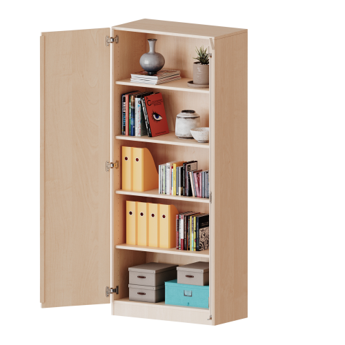 Schrank, 5 Ordnerhöhen - Serie evo180 B/H/T: 80x190x60 cm, 2 Türen, abschließbar, mit Sockel (81 mm)