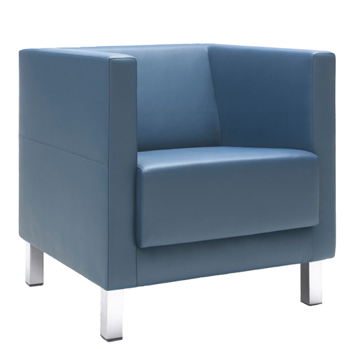 SIT!Box - 1er Sessel mit Armlehne, 4-Fuß Gestell in chrom, Breite 70 cm Höhe 71 cm Tiefe 68 cm