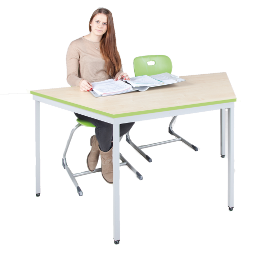 Trapeztisch "Classic" mit Melaminplatte B/T: 140x70/60,5 cm, Tischgestell mit Rundrohr Standbeinen Ø 60 mm, die Tischhöhe, das Dekor und die Gestellfarbe sind wählbar