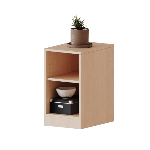 Regal, einreihig, 1 Ordnerhöhe - evo180 Serie Breite 36,1 cm, Gesamthöhe 64 cm, mit Sockel, ohne Boxen, 1 Einlegeboden