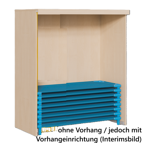 Regal für Stapelliegen B/H/T: 150x180x60/65 cm, für max. 20 Liegen - 140 cm lang, mit Vorhangeinrichtung