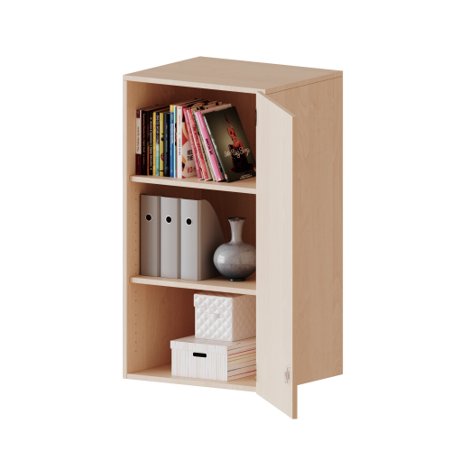 Aufsatzschrank, 3 Ordnerhöhen - Serie evo180 Breite 60 cm, Gesamthöhe 108 cm, 1 Tür, abschließbar