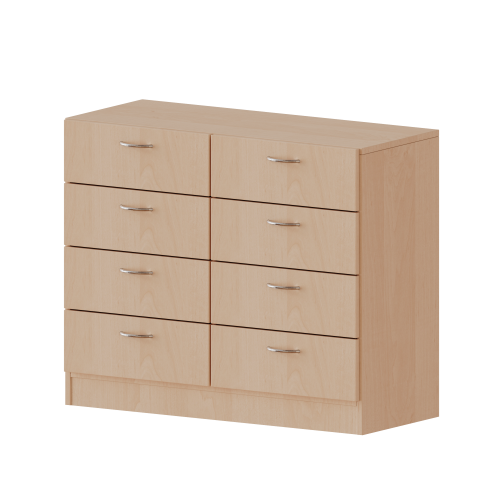Schubladenschrank, 2 Ordnerhöhen - Serie evo180 B/H/T: 120x82x50 cm, 8 Schubladen, mit Sockel (81 mm)