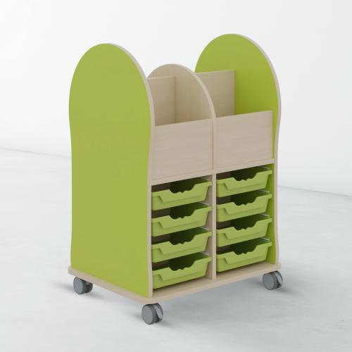 Leseratte Maxi, 4 Fächer und 8 Schübe Mit 8 Ergotray Boxen C1 in transparent