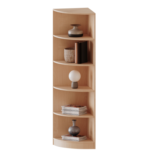 Außeneckregal, 5 Ordnerhöhen - Serie evo180 B/H/T: 50x190x50 cm, Viertelkreis, Erweiterung rechts, mit Sockel (81 mm)