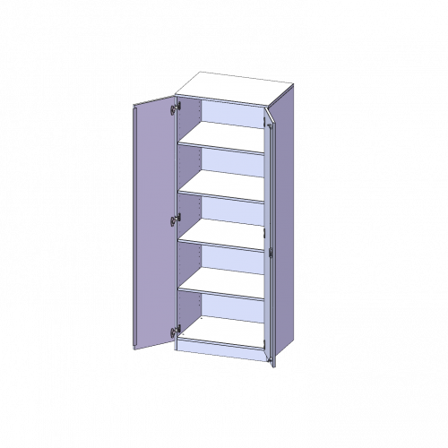 ErgoTray Schrank, zweireihig, 5 Ordnerhöhen - evo180 Serie B/H/T: 70,3x190x50 cm, zweitürig, mit Sockel (81 mm), ohne Boxen