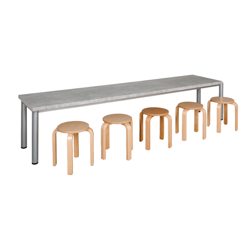 Bastelarbeitsplatz mit höhenverstellbarem Stahlgestell Arbeitsplattendekor "Light Atelier" ohne Unterbauten in B/T: 150x60 cm, verstellbar von 46-58 cm für ca. 8 Arbeitsplätze