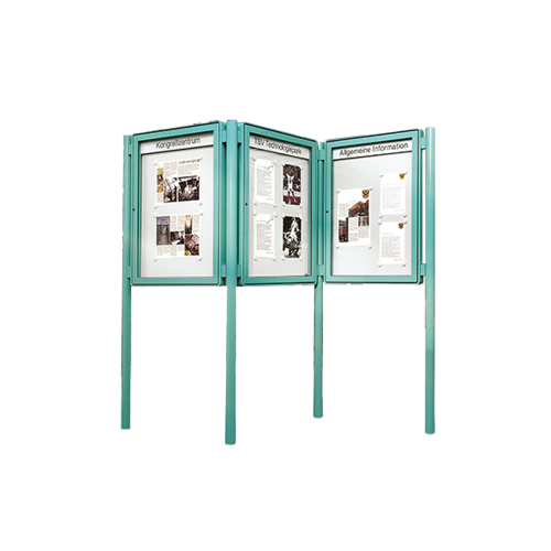 Aluvitrine Modell W6, Stahlemaille in Weiß B/H/T: 107x142x6,5 cm, Türanschlag Rechts, Einsatzbereich Außen