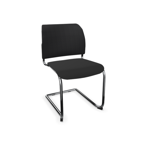 Stuhl ANABELLE mit Netzrücken B/H/T: 55x85x55 cm, Kufengestell, mit Armlehne, Gestellfarbe schwarz, Kunststoff schwarz