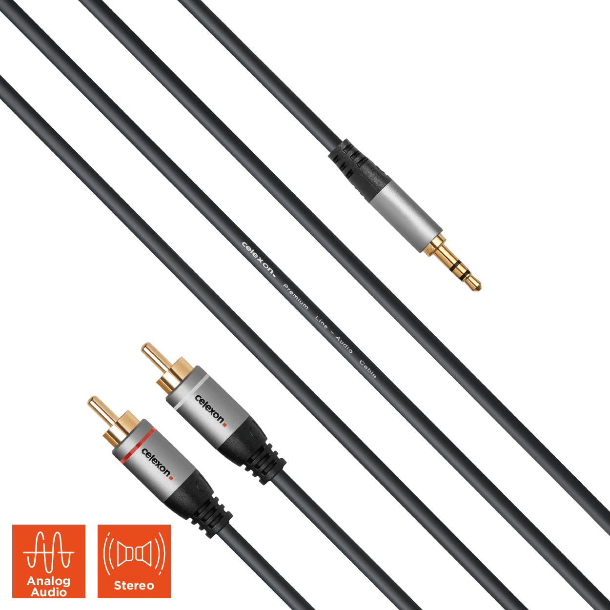 celexon 2x Cinch auf 3,5mm Stereo Klinke Audiokabel 7,5m - Professional Line