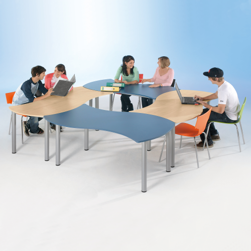 Wellen-Rechtecktisch SoooRounD Basic I, mit Melaminplatte B/H/T: 160x72x80 cm, fahrbar
