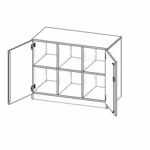 Schrank, dreireihig, 2 Ordnerhöhen - evo180 Serie B/H/T: 104,5x82x50 cm, zweitürig, mit Sockel (81 mm), ohne Boxen