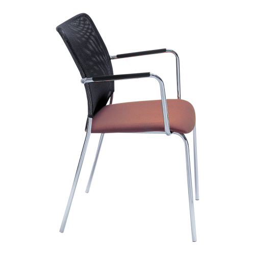Freischwinger Stuhl SOLA, mit 4-Fußgestell B/H/T: 55x86x58 cm, schwarzer Netzstoff, Gestellfarbe: Weißaluminium, Stoffgruppe wählbar