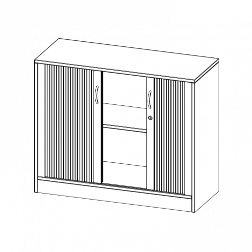 Schrank mit Rollo, 2 Ordnerhöhen - Serie evo180 B/H/T: 100x82x50 cm, Querrolladen, abschließbar, mit Sockel (81 mm)