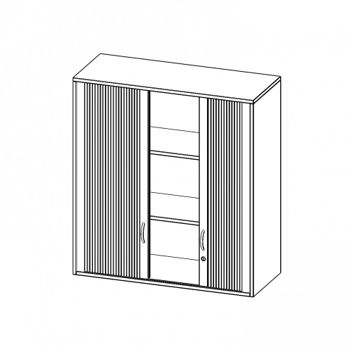 Aufsatzschrank mit Rollo, 3 Ordnerhöhen - Serie evo180 B/H/T: 100x108x50 cm, Querrolladen, abschließbar