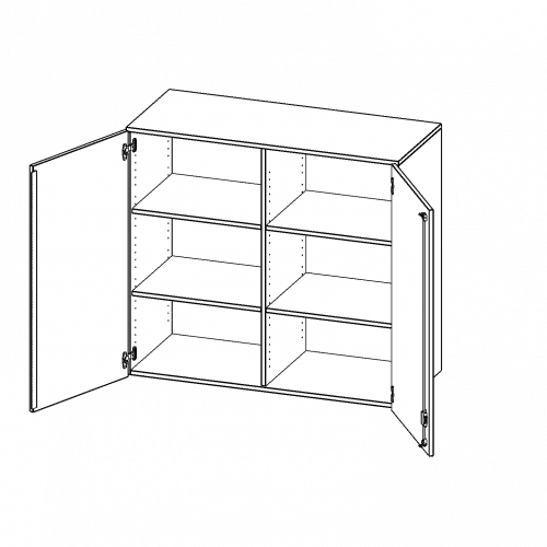 Aufsatzschrank, 3 Ordnerhöhen - Serie evo180 B/H/T: 120x108x50 cm, 2 Türen, abschließbar, mit Mittelwand