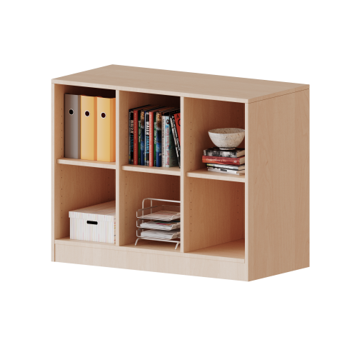 Regal, dreireihig, 2 Ordnerhöhen - evo180 Serie Breite 104,5 cm, Gesamthöhe 82 cm, mit Sockel und Mittelwand, ohne Boxen, 3 Einlegeböden