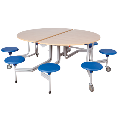 Spaceflex 2.0 Klapptisch mit integrierten Stühlen, melaminbeschichtete Spanplatte, rund B/H/T: 153x74x136 cm, 8 Sitze, Sitzhöhe 43 cm
