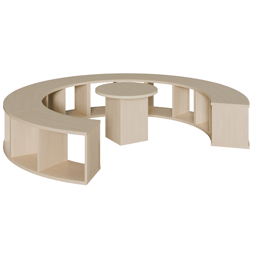 Sitzrondell mit Tisch, 7-teilig DM/H: 230x40/48 cm, 6 Bänke, 1 Tisch