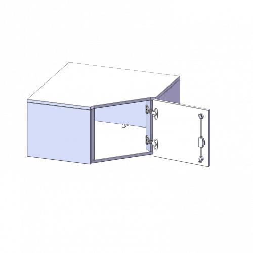 Innenecke Aufsatzschrank, 1 Ordnerhöhe - Serie evo180 B/H/T: 70x36x70 cm, Für 40 cm tiefe Schrankwände, Tür öffnet nach rechts
