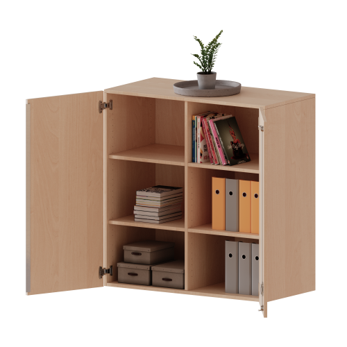 Aufsatzschrank für ErgoTray Serie, 3 Ordnerhöhe - Serie evo180 B/H/T: 104,5x108x60 cm, zwei Türen, mit Mittelwand