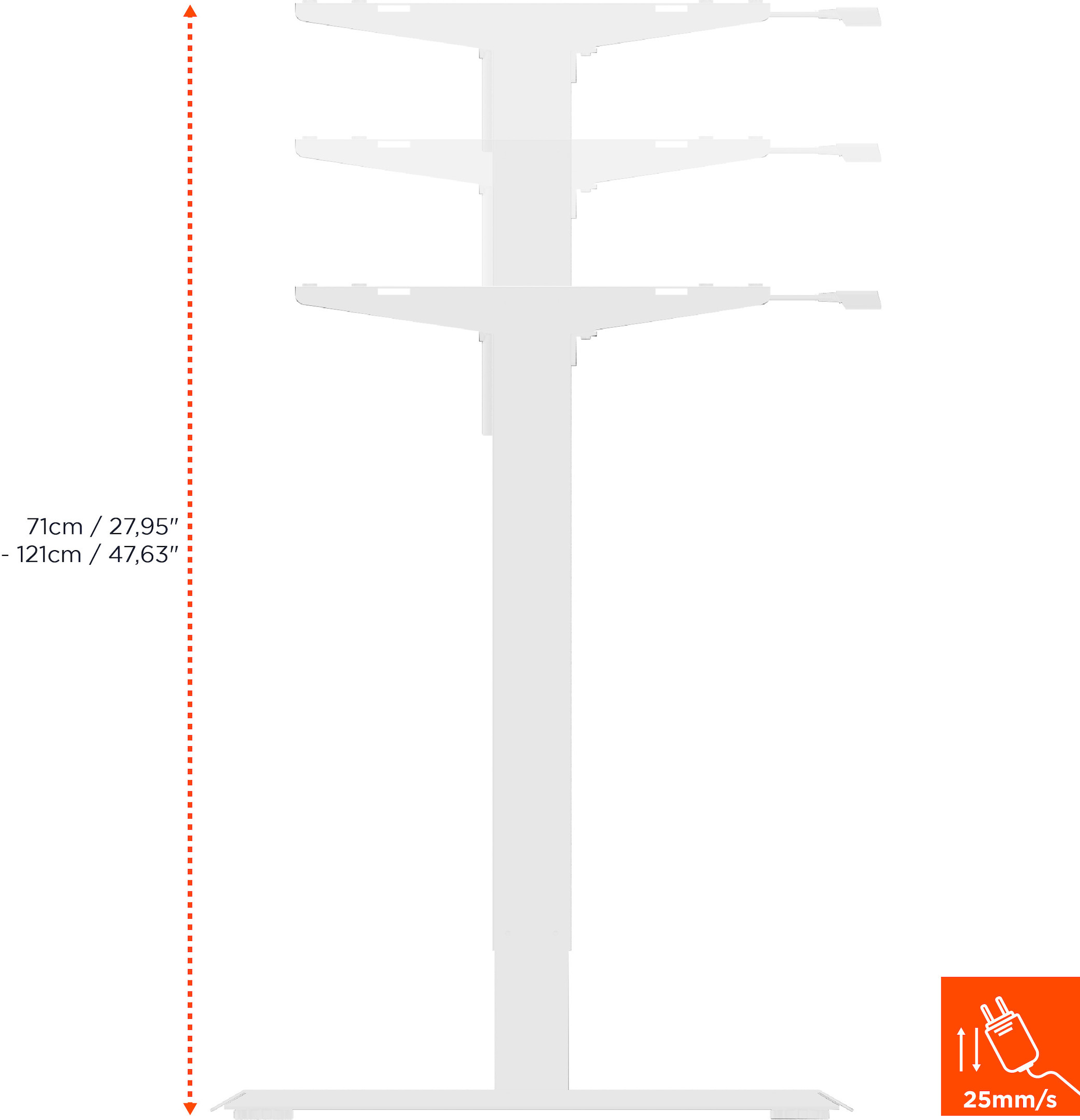 celexon elektrisch höhenverstellbarer Schreibtisch Economy eAdjust-71121 - weiß, inkl. Tischplatte 125 x 75 cm