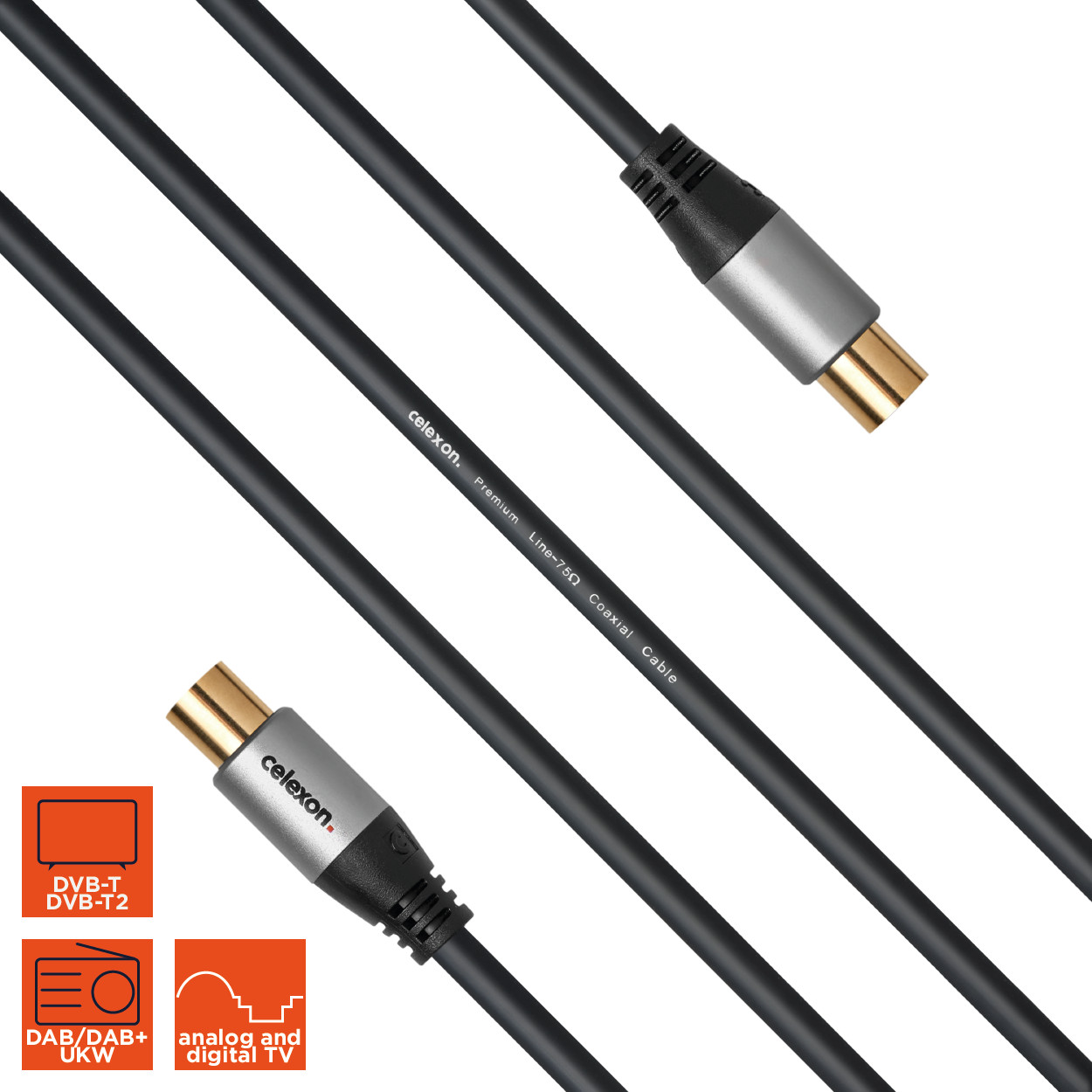 celexon IEC TV Antennenkabel 1,0m - Professional Line