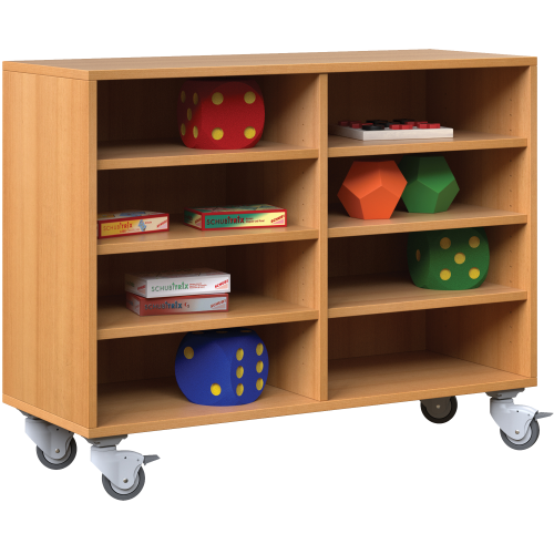 Offenes Werkraumregal WK 4 mit Mittelwand, fahrbar B/H/T: 104x82x40 cm
