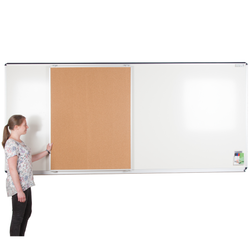 Tafel Klett/Naturkork für XXL Media-Rail 1 Wandtafel, doppelseitig B/H:100x126 cm, Klettenstoff weinrot