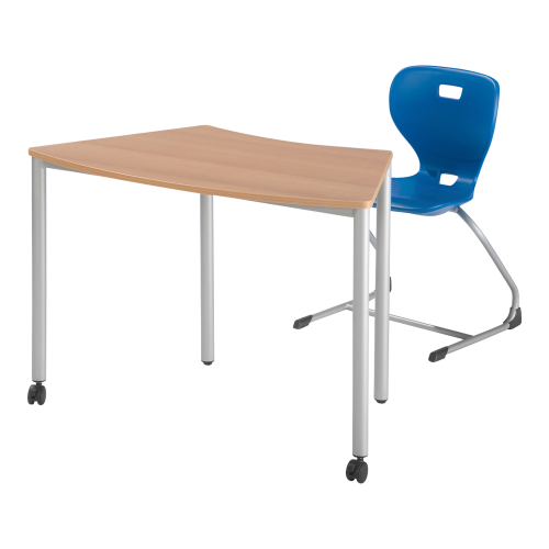 Tisch 1/8 Kreis; Innendurchmesser: 160 cm fahrbar, Höhe: 58 cm, Tischplattenfarbe wählbar