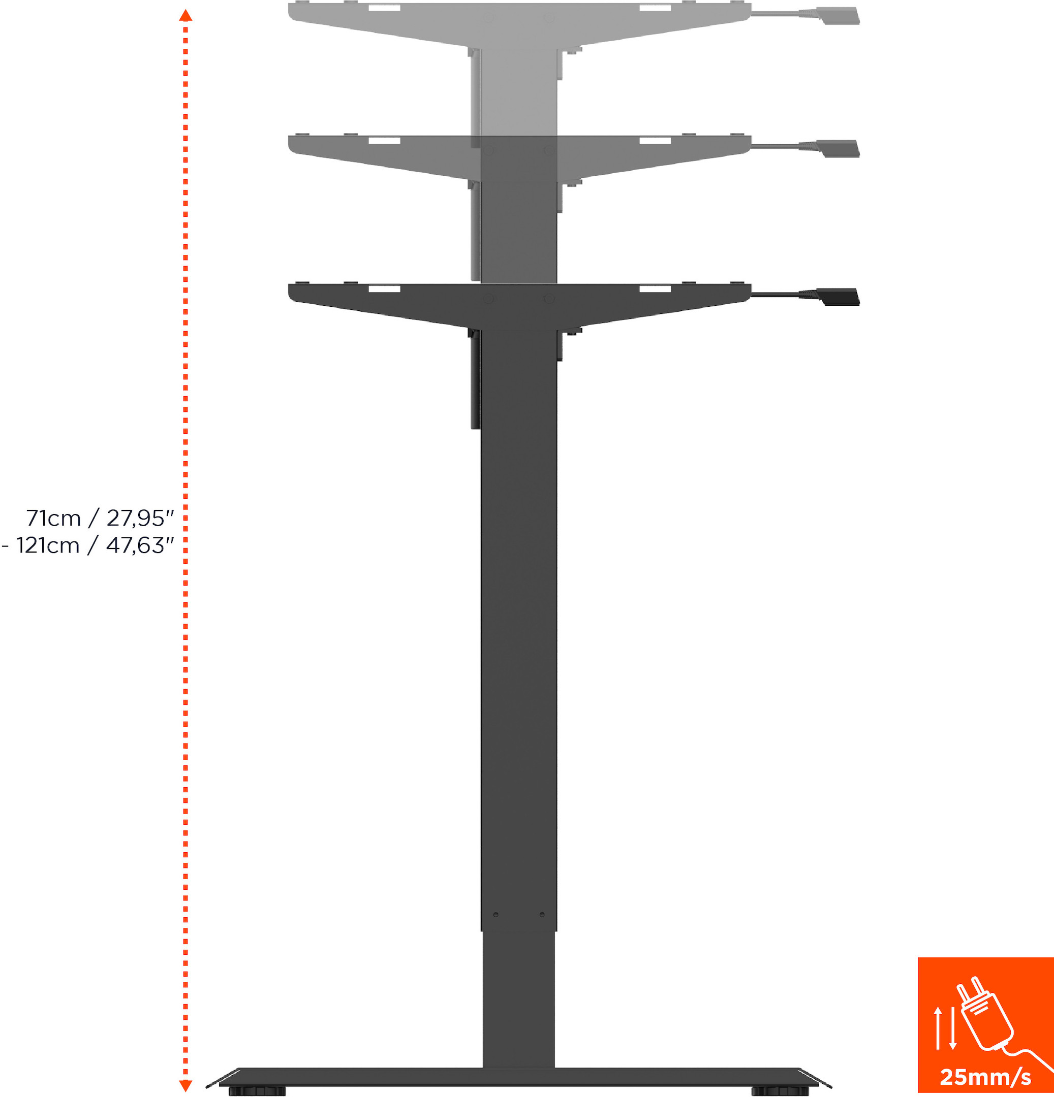 celexon elektrisch höhenverstellbarer Schreibtisch Economy eAdjust-71121 - schwarz, inkl. Tischplatte 175 x 75 cm