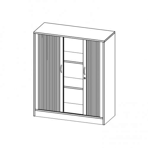 Schrank mit Rollo, 3 Ordnerhöhen - Serie evo180 B/H/T: 100x118x40 cm, Querrolladen, abschließbar, mit Sockel (81 mm)