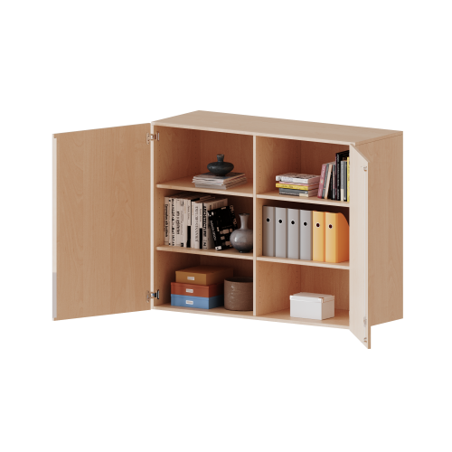 Aufsatzschrank für ErgoTray Serie, 3 Ordnerhöhe - Serie evo180 B/H/T: 138,7x108x60 cm, zwei Türen, mit Mittelwand