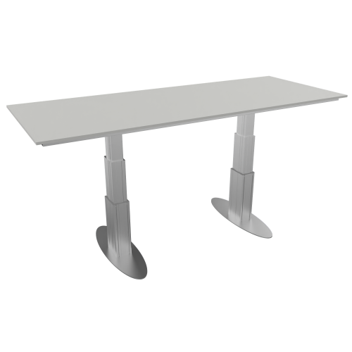 Elektrisch höhenverstellbarer Schreibtisch, Gestell in Weißaluminium Tischplatte B/T: 275x110 cm