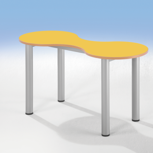 Kleeblatt Zweiertisch Schultisch mit Melaminplatte, fahrbar Fahrbar, B/T 118 x 49 cm, Höhe 64 cm, Dekor Grün, Melaminplatte