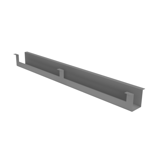 Kabelkanal mit Durchlassbohrung an der Platte für höhenverstellbare Tische Modell EHC für 180 cm breite Tische, Farbe silber (weißaluminium)