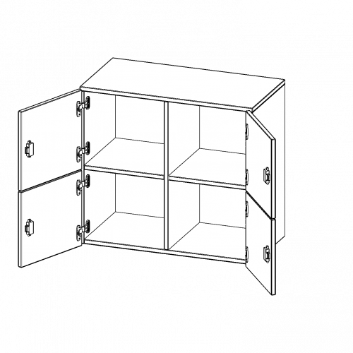 Schließfach - Aufsatzschrank, 2 Ordnerhöhen - Serie evo180 4 Schließfächer, B/H/T: 80x72x40 cm