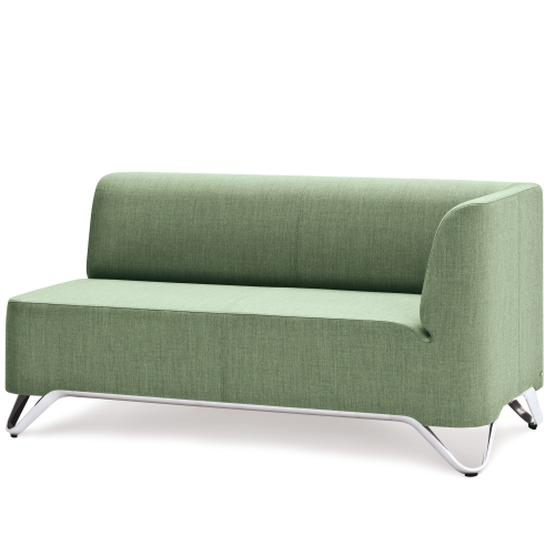 BOXIT 2er Designer Sofa mit Armlehne B/H/T: 131x74x75 cm, Sitzhöhe: 43 cm, Armlehne links, Gestell Aluminium schwarz, Bezug Stoff