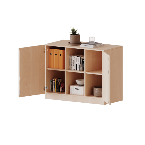 Schrank, dreireihig, 2 Ordnerhöhen - evo180 Serie Breie 104,5 cm,Gesamthöhe 82 cm, zweitürig, mit Sockel, ohne Boxen