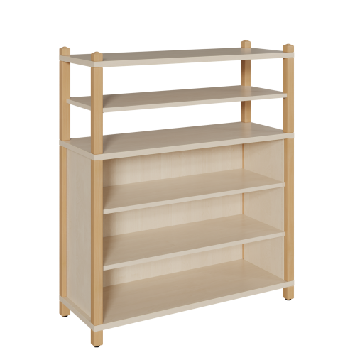 Stollen-Regal mit 5 Fächern B/H/T: 56 x 120 x 40 cm, Regal mit 3 verstellbaren Einlegeböden bzw. 5 Fächern, 3seitig geschlossen