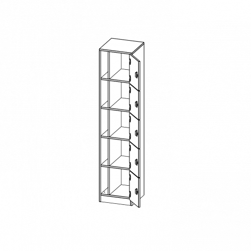 Schließfachschrank, 5 Ordnerhöhen - Serie evo180 B/H/T: 40,5x190x40 cm, 5 Schließfächer, mit Postfach, Türen öffnen nach rechts, mit Sockel (81 mm)
